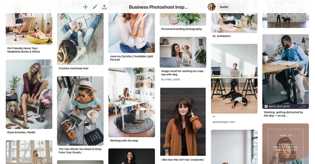 Business Photoshoot Inspiration Board from Pinterest