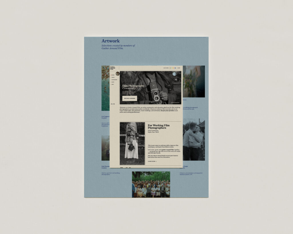 A mockup of a film photography website on a piece of paper.