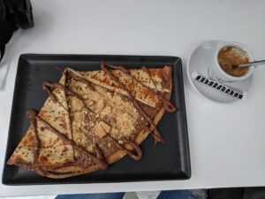 Nutella crepes and coffee