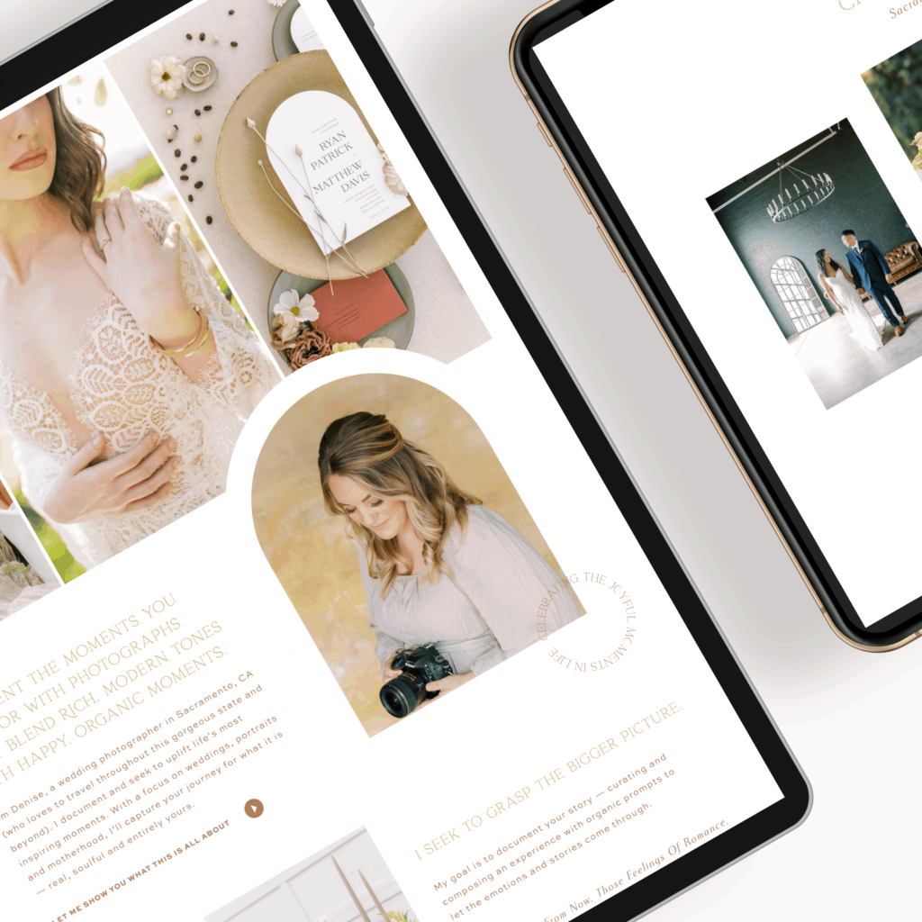 Copywriting for photographer's website shown in an iPad mockup
