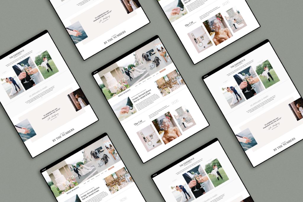 Copywriting for wedding photographers displayed on multiple iPad screens