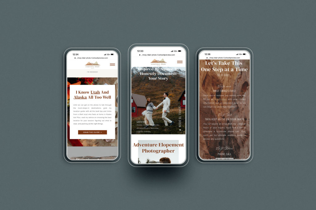 Mockup on an iPhone of one of the coolest photography websites