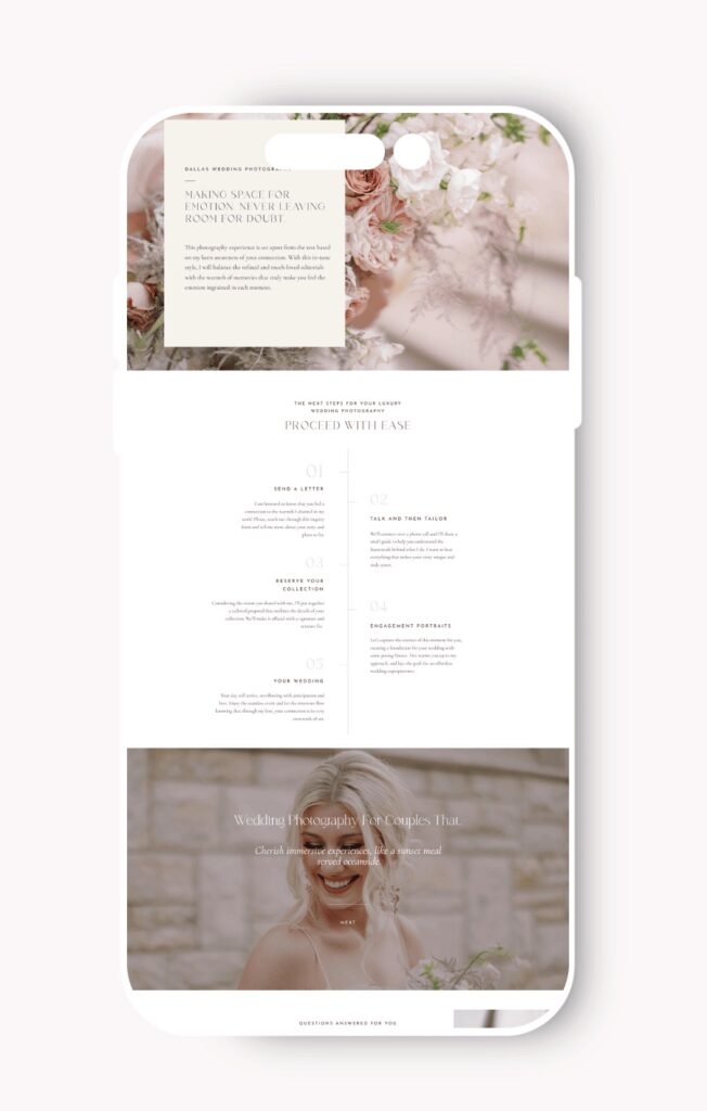 An example of a Tonic template designed for a wedding photographer.